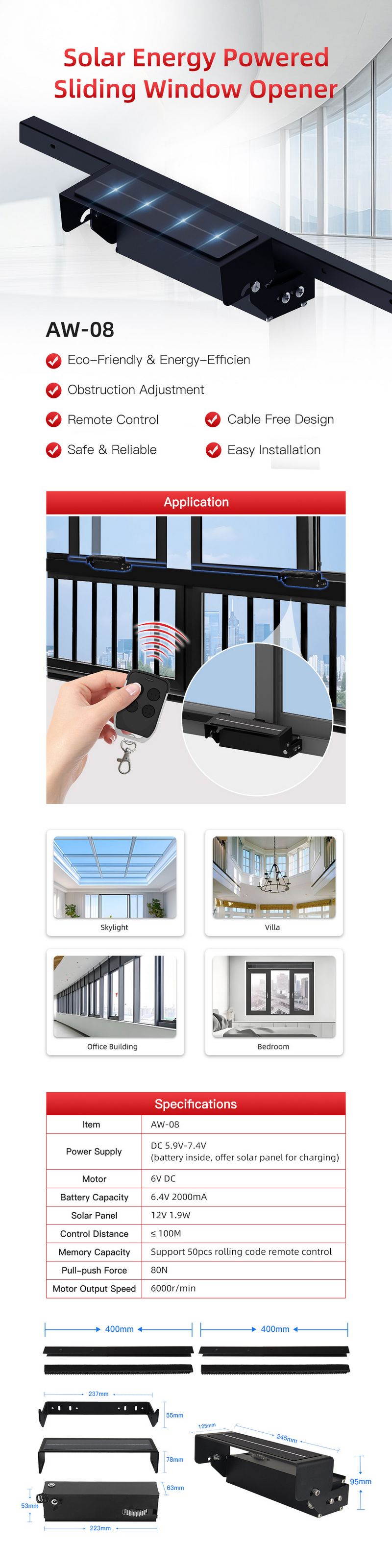 Solar Powered Automatic Sliding Window Opener for Greenhouse Ventilation and Green Design